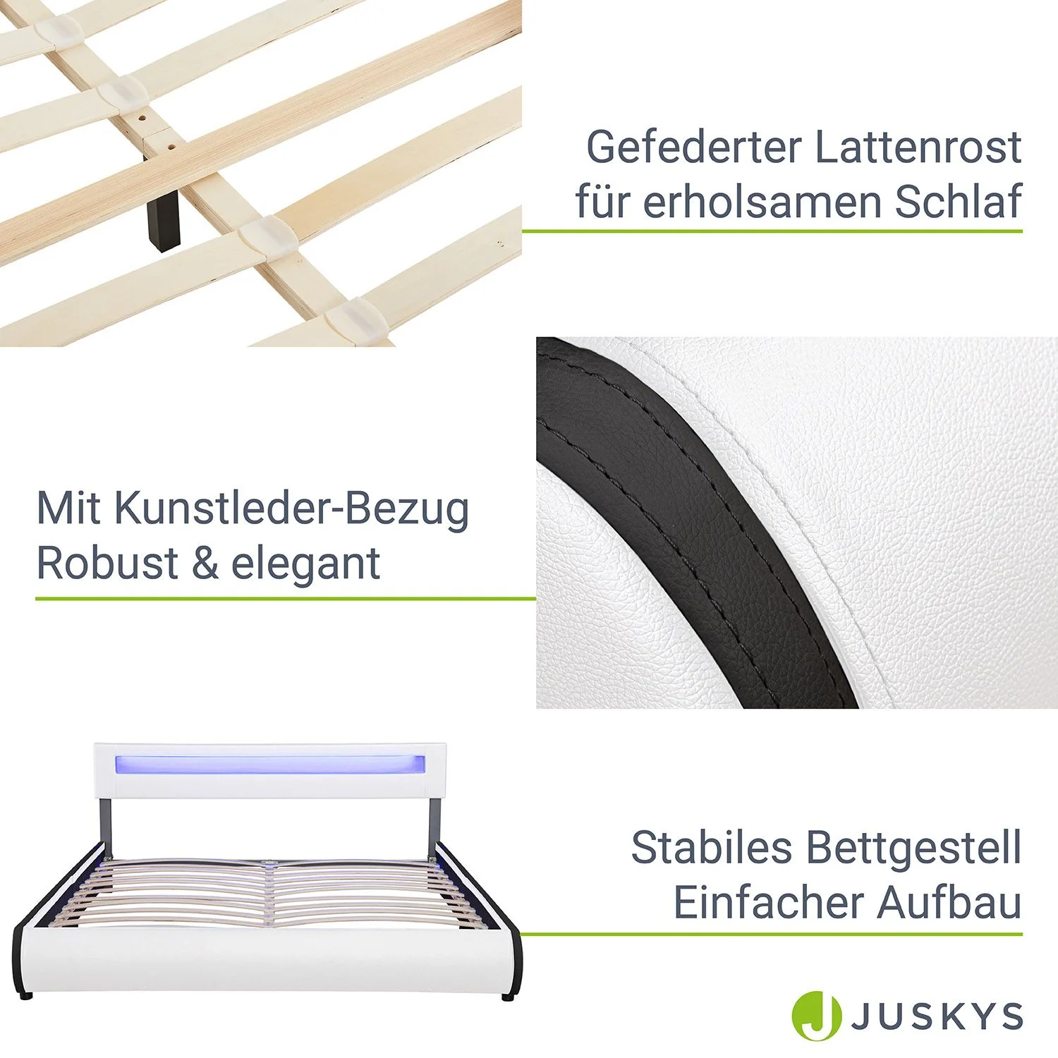 Lit capitonné Séville 2025, 140 x 200 cm, blanc