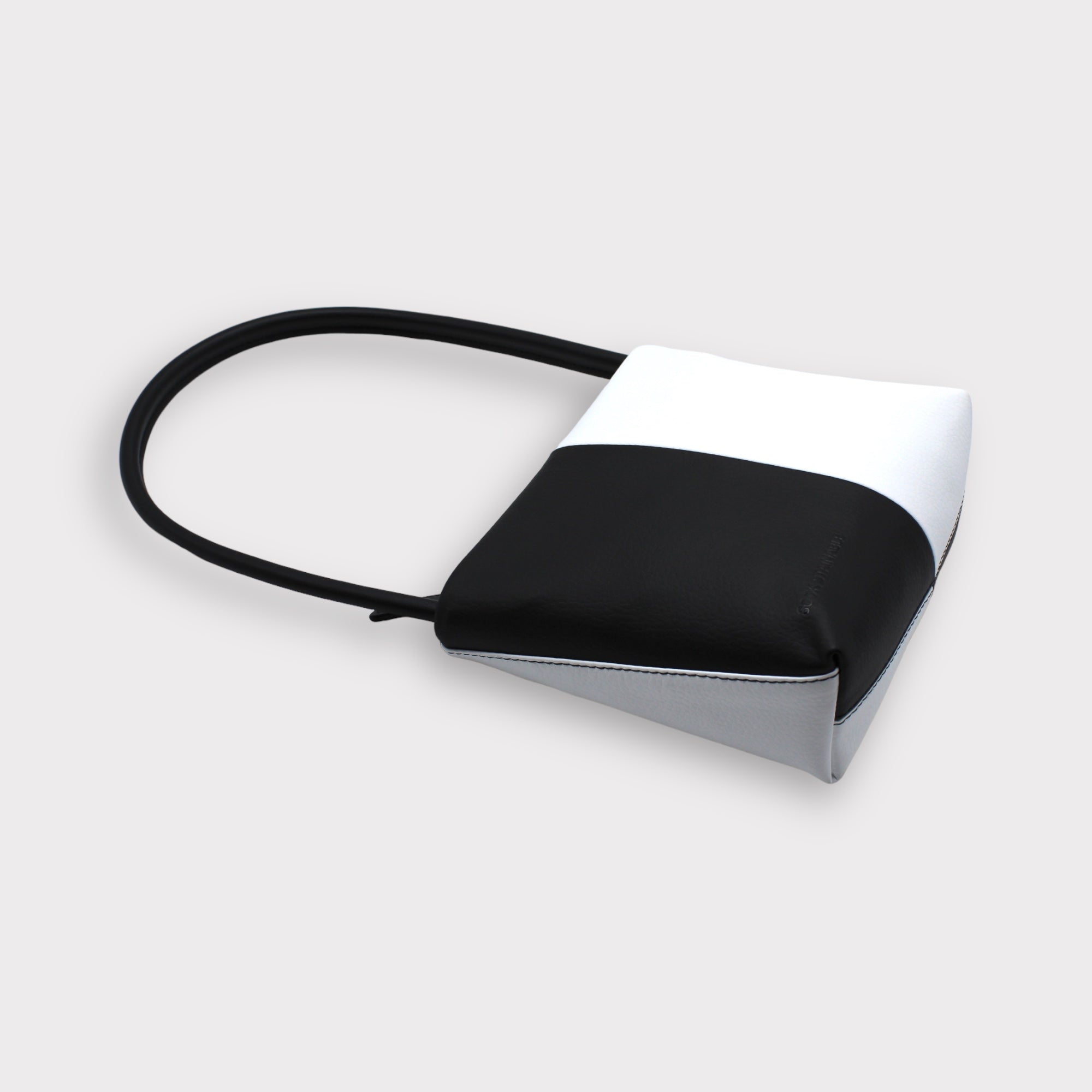 Aria - Apple Leather Midi Shoulder Bag - Black & White