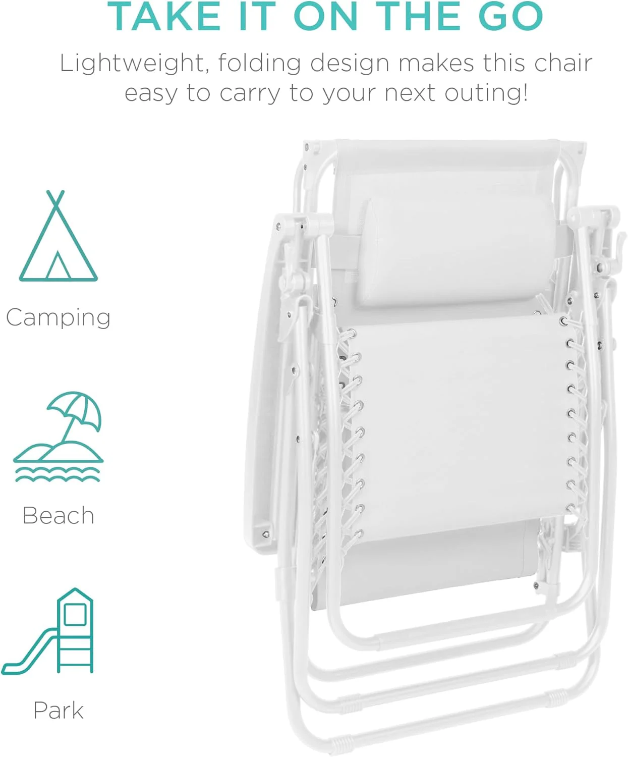 Bedste valg – Zero Gravity-lænestol til terrassen. Justerbar og foldbar udendørsstol med baldakin, nakkepude og sidebakke. Textilene – Påfugleblå