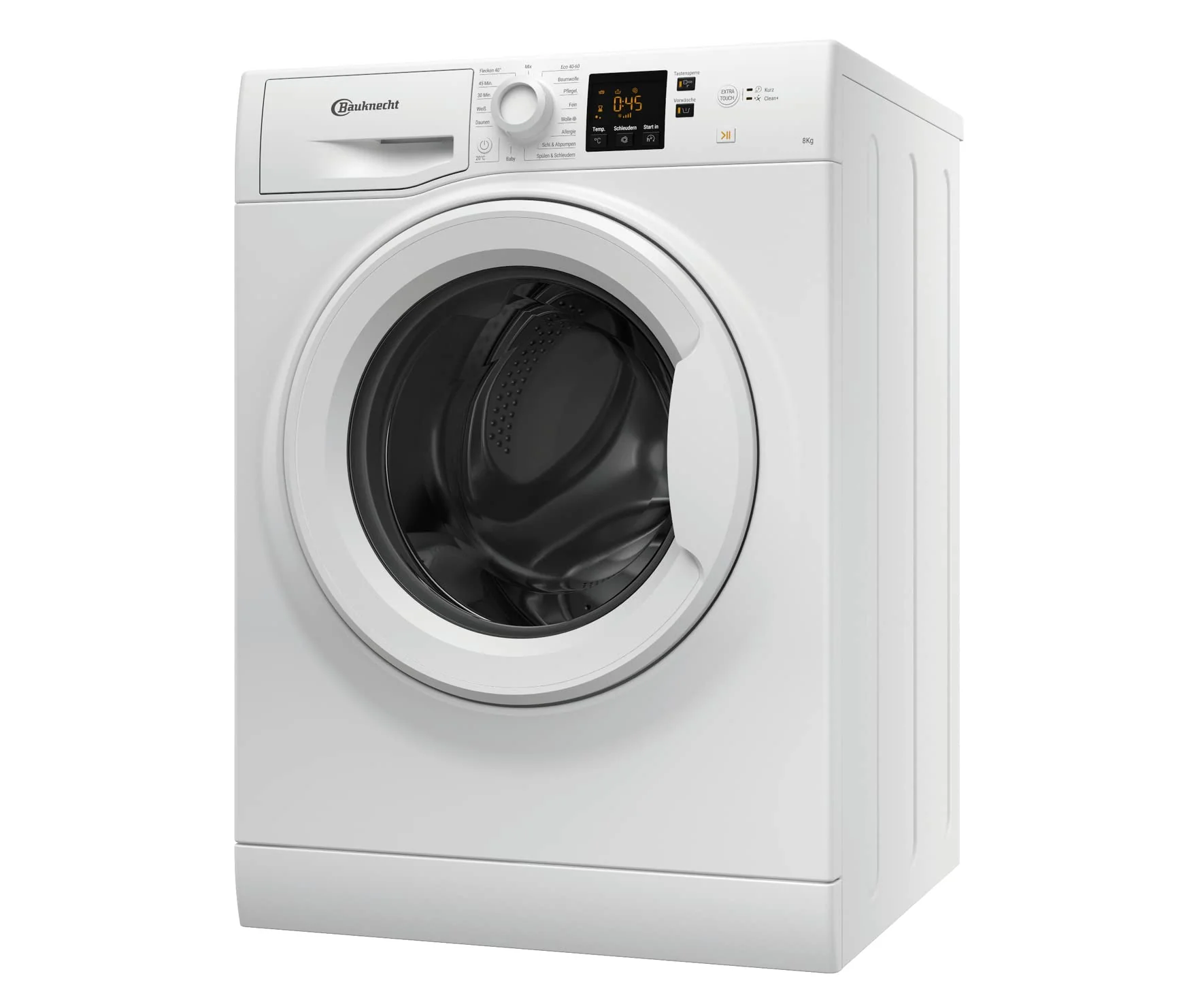 Bauknecht BPW 814 A Frontlader-Waschmaschine (Modelljahr 2025) / 8 kg / Leistungsstarke Fleckenentfernung / Clean Plus / 45-Minuten-Kurzprogramm / Anti-Allergy Plus / Automatische Beladungserkennung / Extra Touch-Option. Weiß