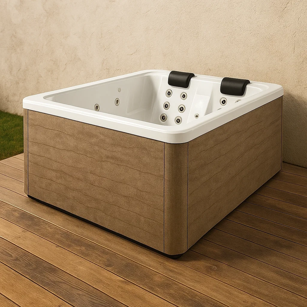 Spa rigide 185x145x85 cm 2 places rectangulaire beige/blanc jlnwLYn433vR