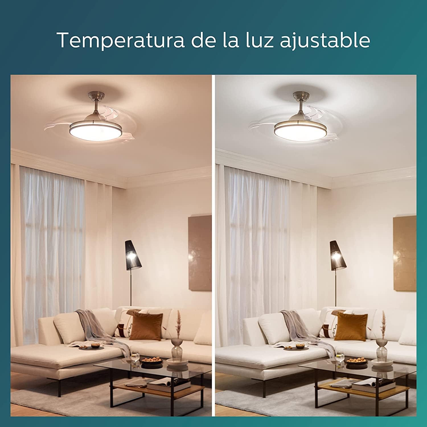Ventilateur de plafond Philips Lighting Atlas avec éclairage LED et télécommande 106 cm Nickel
