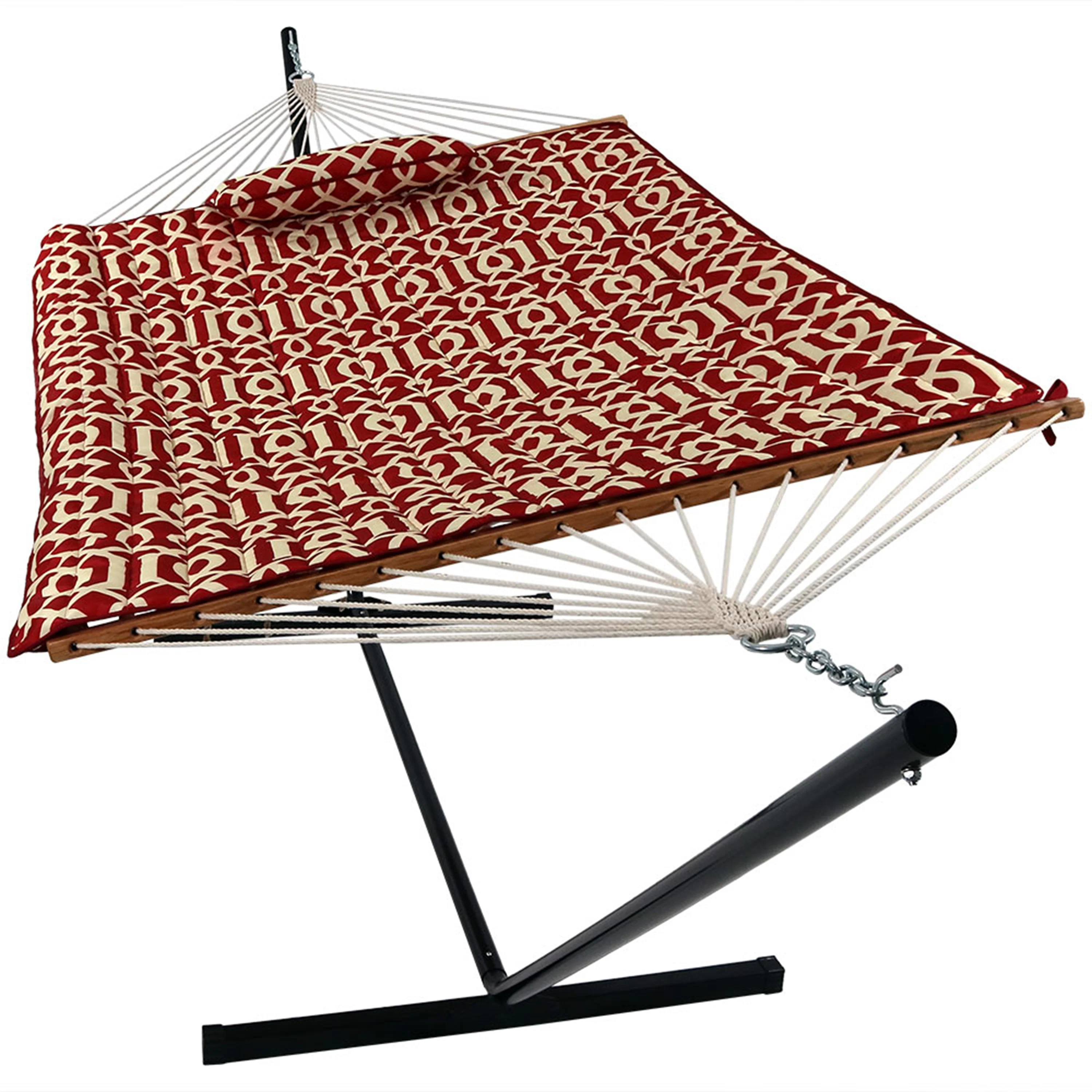 2025 Sunnydaze 12' rebhængekøje med stålstativ, madras og pude