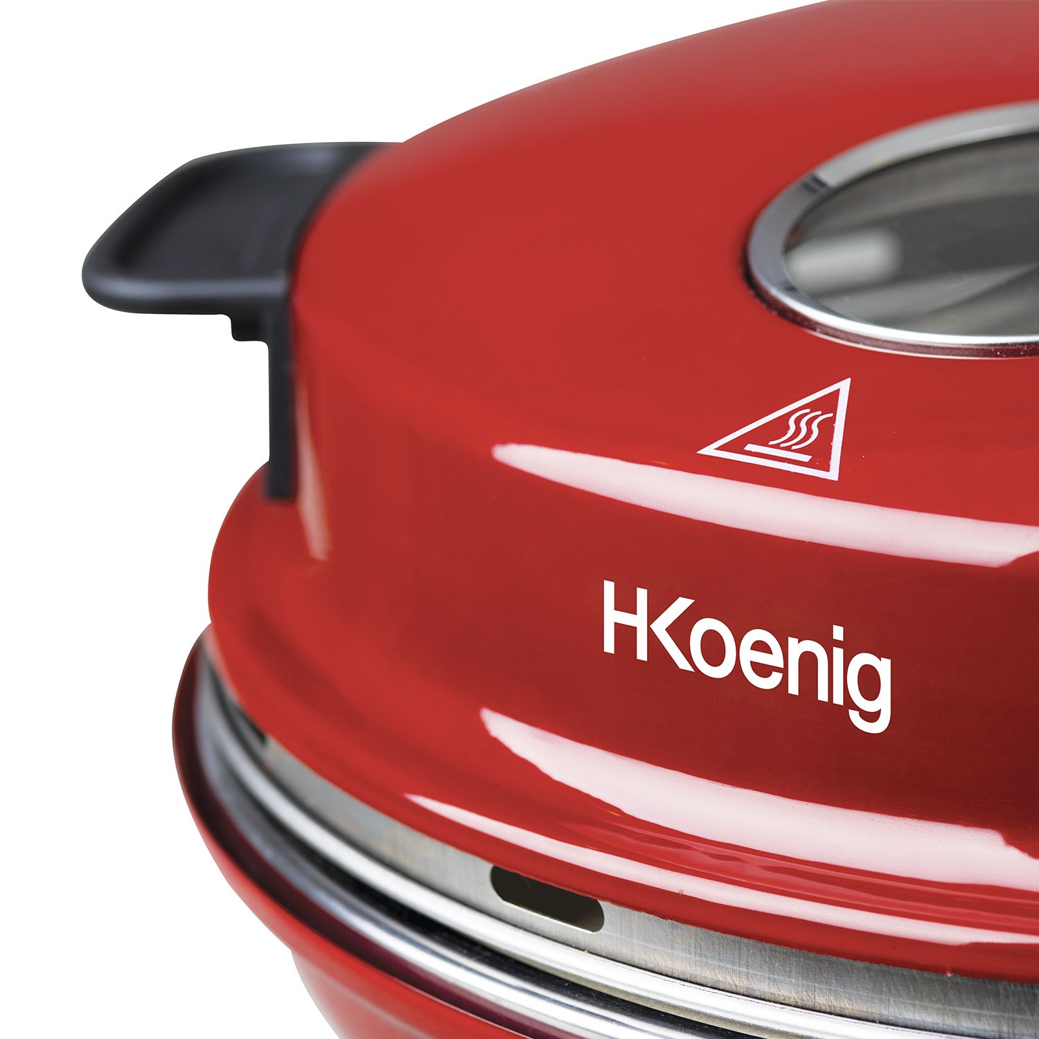 H.koenig Napl350 Pizzaofen, 1200 W, 32 cm Durchmesser, bis 350 °C, Keramikstein, Rot