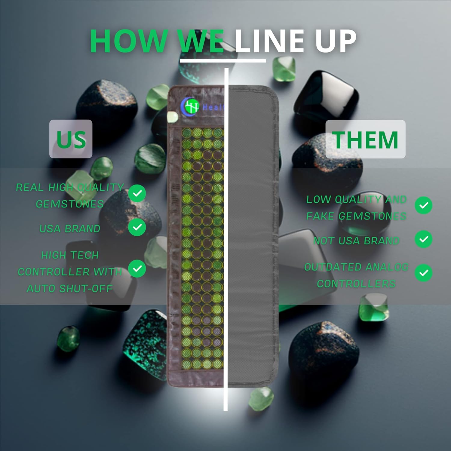 HealthyLine Ferninfrarot-Heizkissen – Jade- und Turmalin-Heißsteine ​​– Negative Ionen – Komplettes JT Mesh-Matten-Set 7224 Soft Light InfraMat Pro®