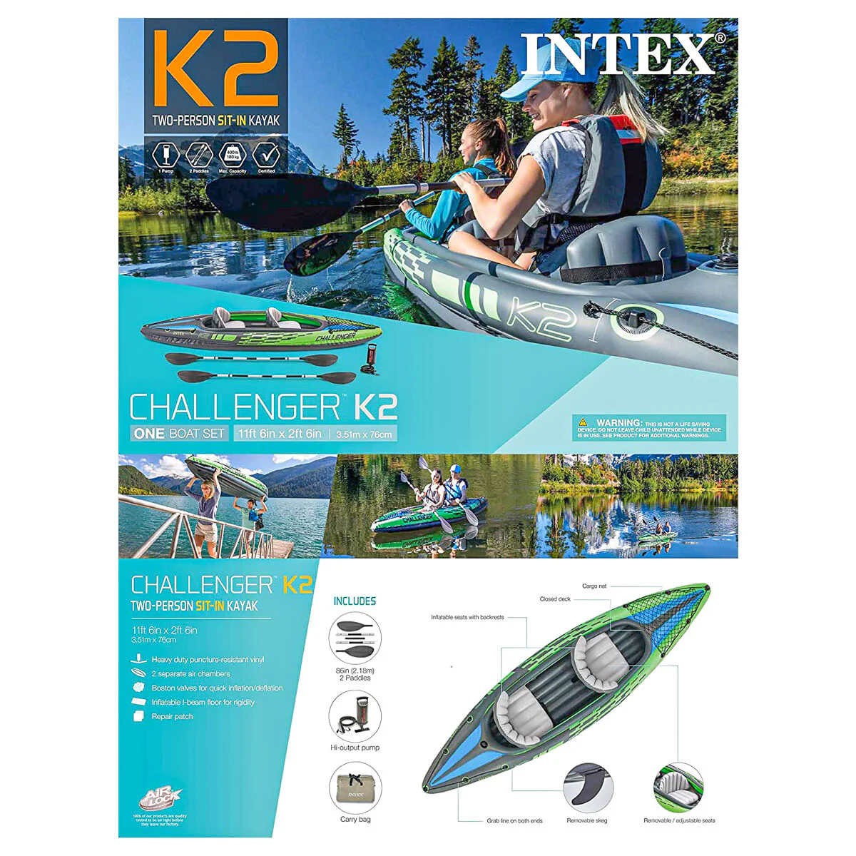 2025 Intex Challenger K2 oppustelig kajak