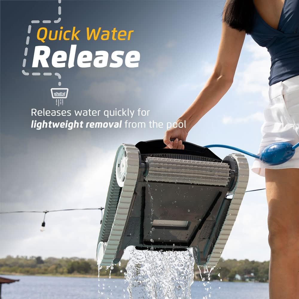 Robot nettoyeur de piscine 2025 pour piscines jusqu'à 9 mètres – Brosse de nettoyage et filtres à chargement par le haut