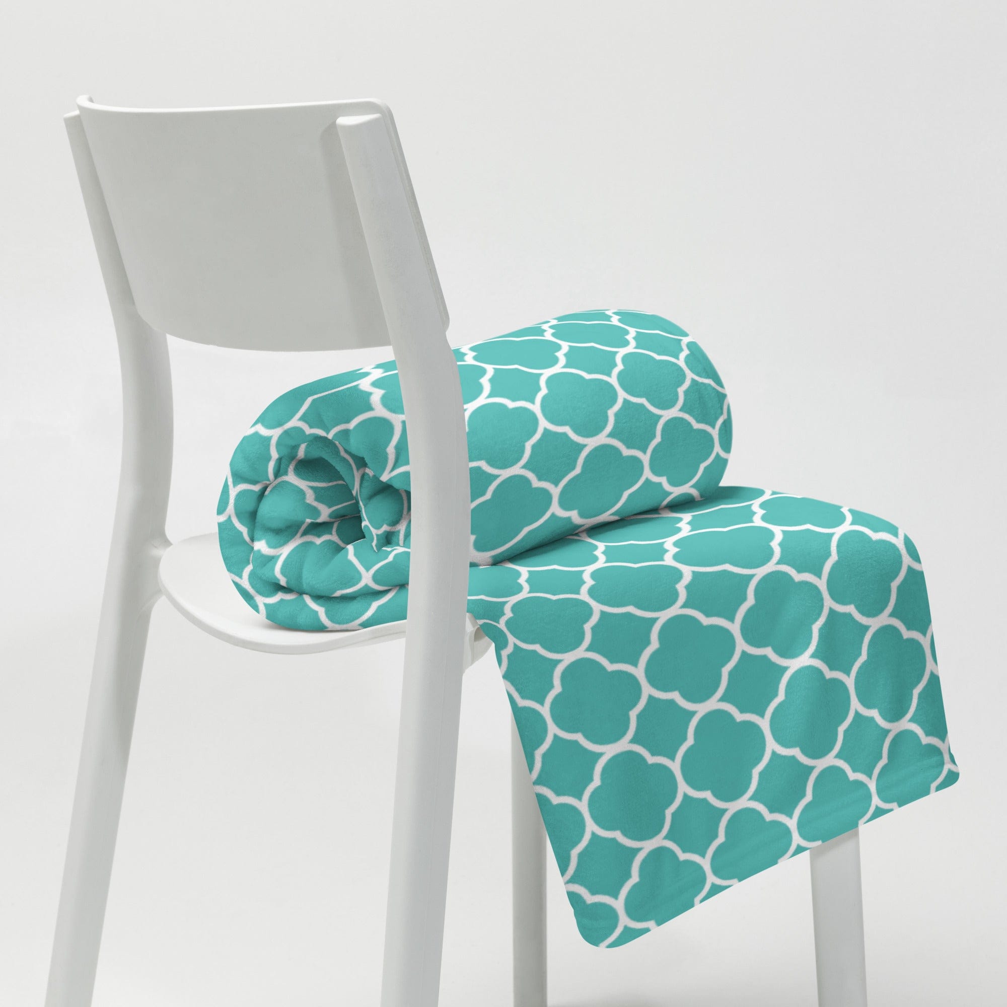 Turquoise Quatrefoil Throw Blanket
