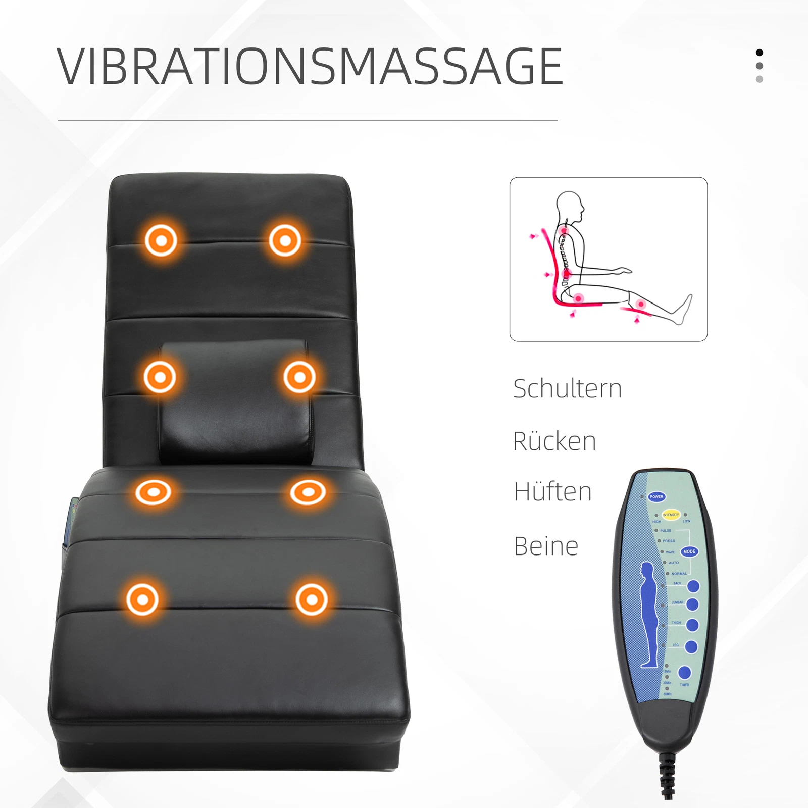 2025 Relaxsessel mit Massagefunktion – Zero-G-Design – Schwarz
