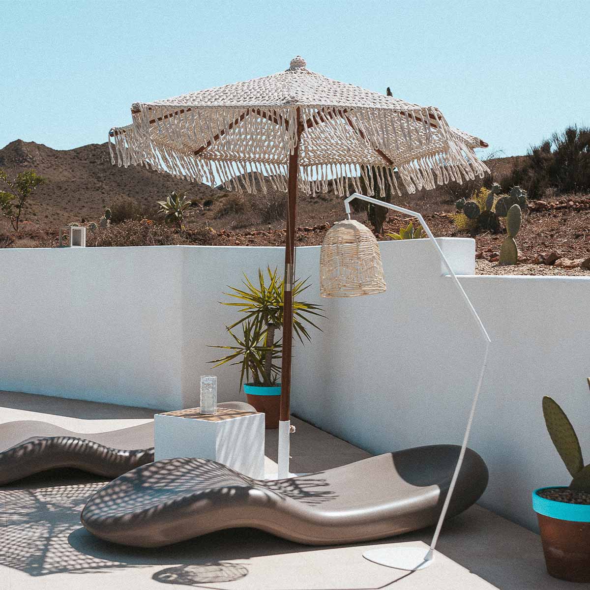 BINIBECA Makramee-Sonnenschirm für den Außenbereich, ø210x229cm