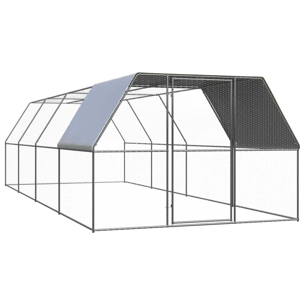 Poulailler en acier 2025 3 x 8 x 2 m – Enclos extérieur sécurisé pour volailles et petits animaux