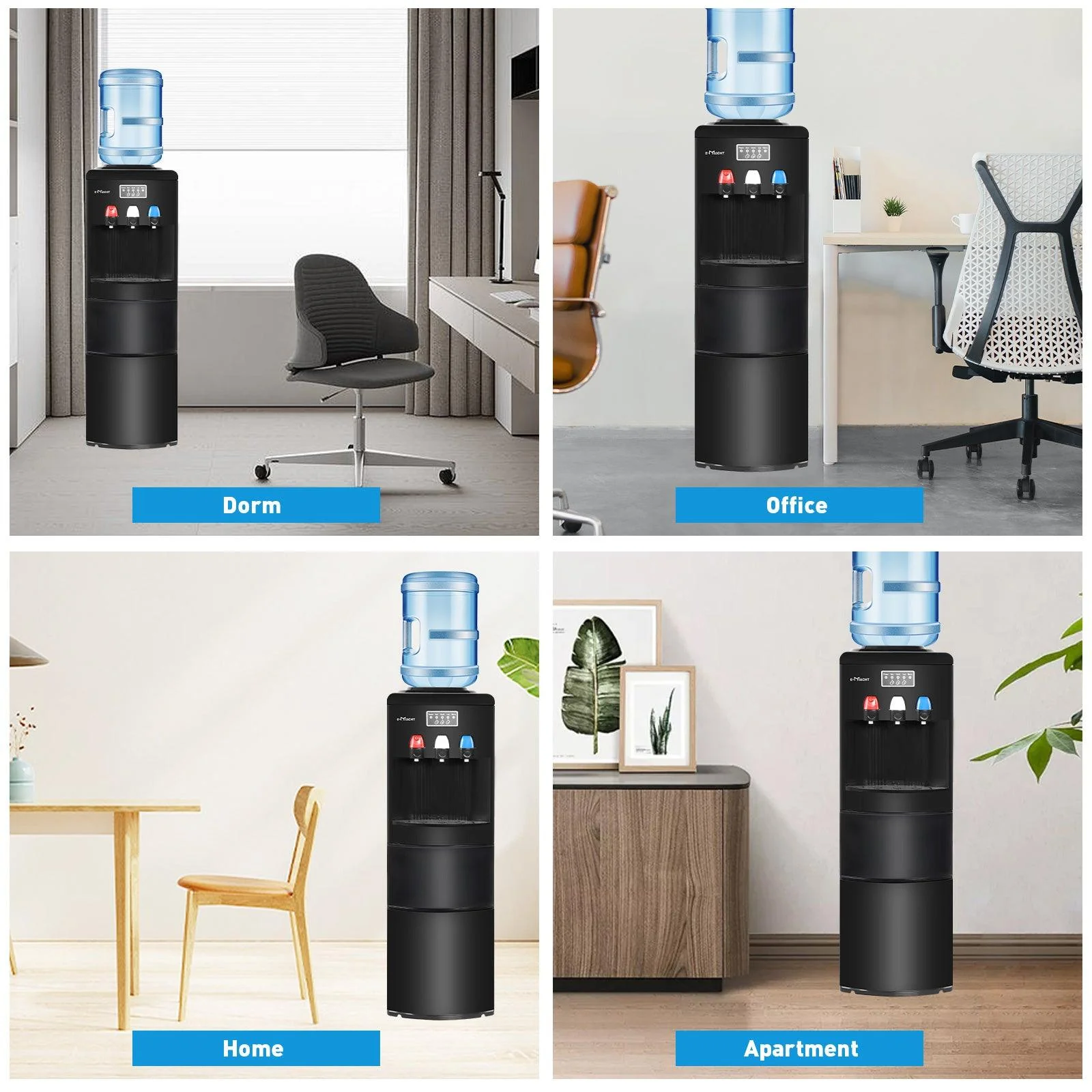 2-in-1-Wasserspender mit Eiswürfelbereiter – Für 3- bis 5-Gallonen-Flaschen – Kindersicherung – Schwarz