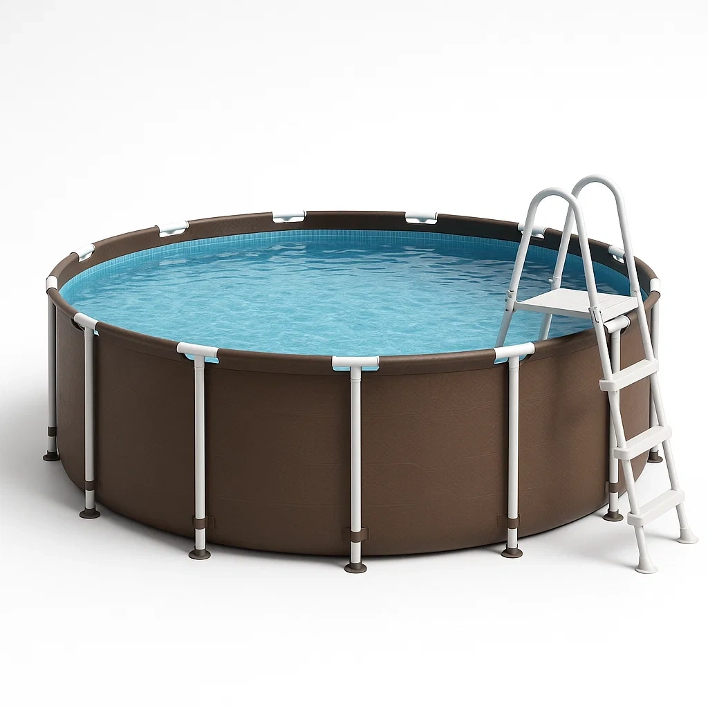Piscine hors-sol tubulaire ronde 358 x 98 cm, couleur marron, avec filtre et échelle XWCmnny272Lt