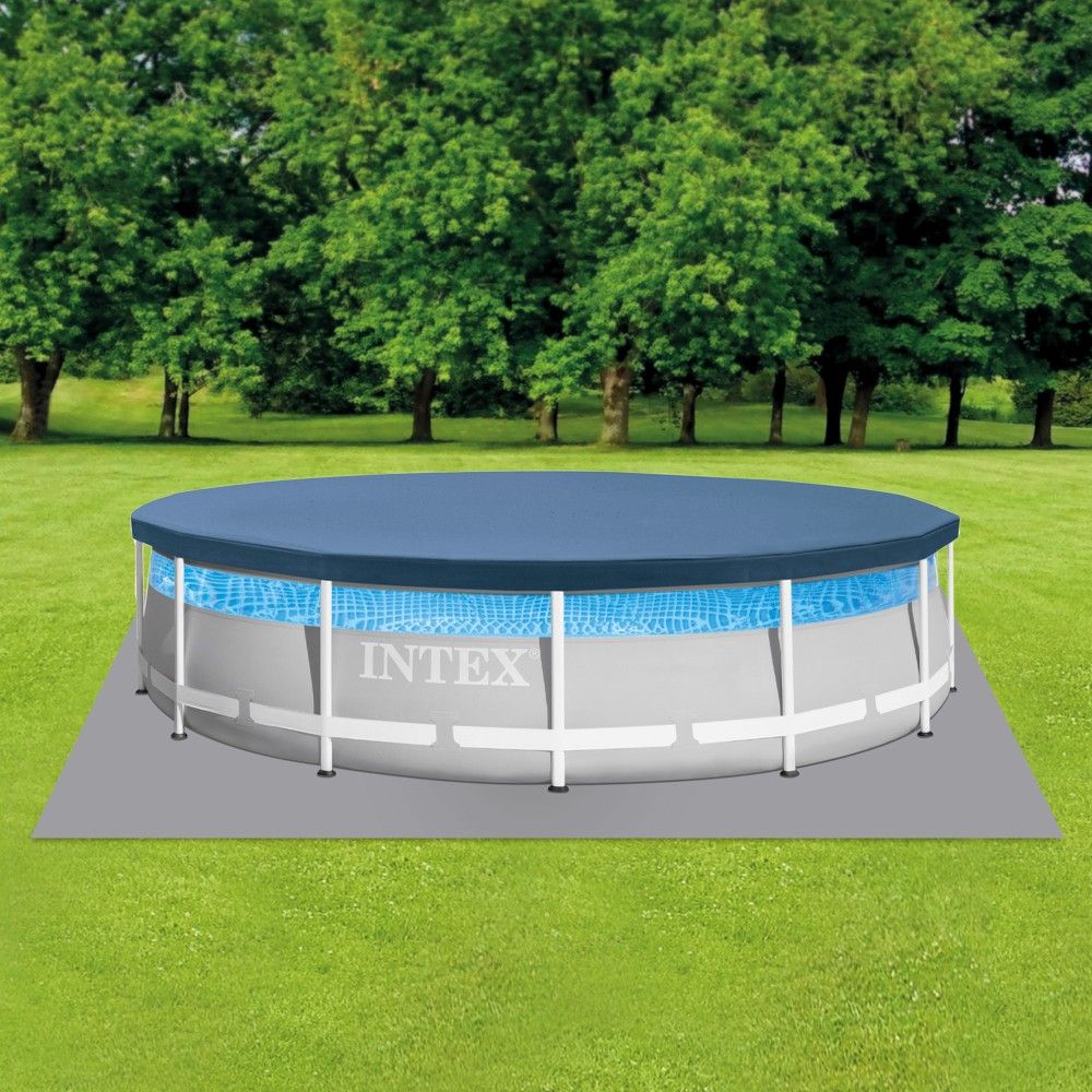 Piscine tubulaire circulaire amovible en PVC Intex grise 427 x 107 cm avec purificateur