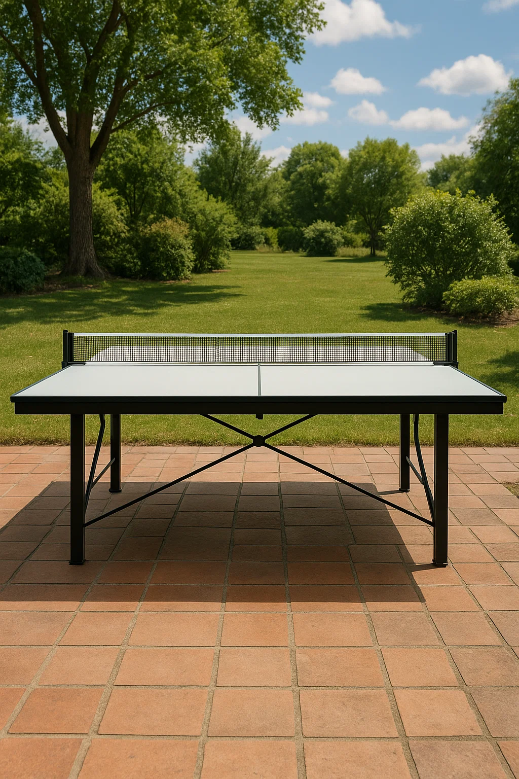 Table de ping-pong d'extérieur en métal gris 274 x 152 x 76 cm aAWYMIlR76Lj