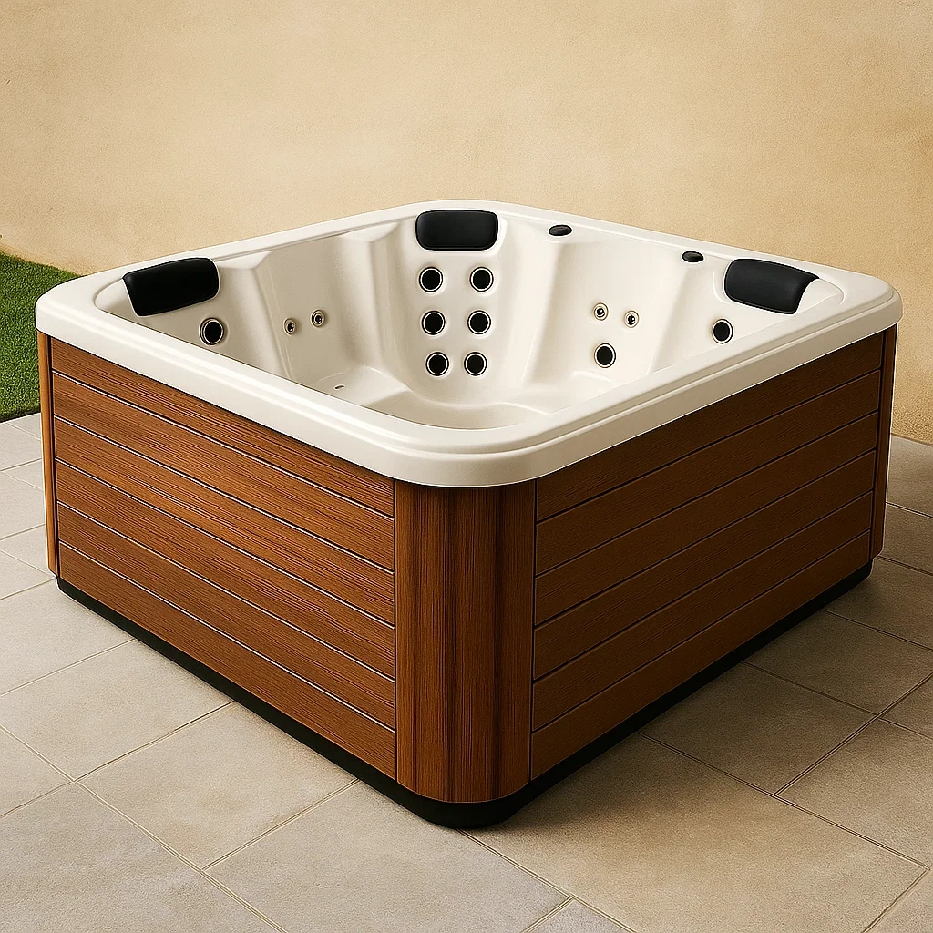 Spas rigides 210x210x95 cm 3 places carré blanc/bois hWuUDcH386VK