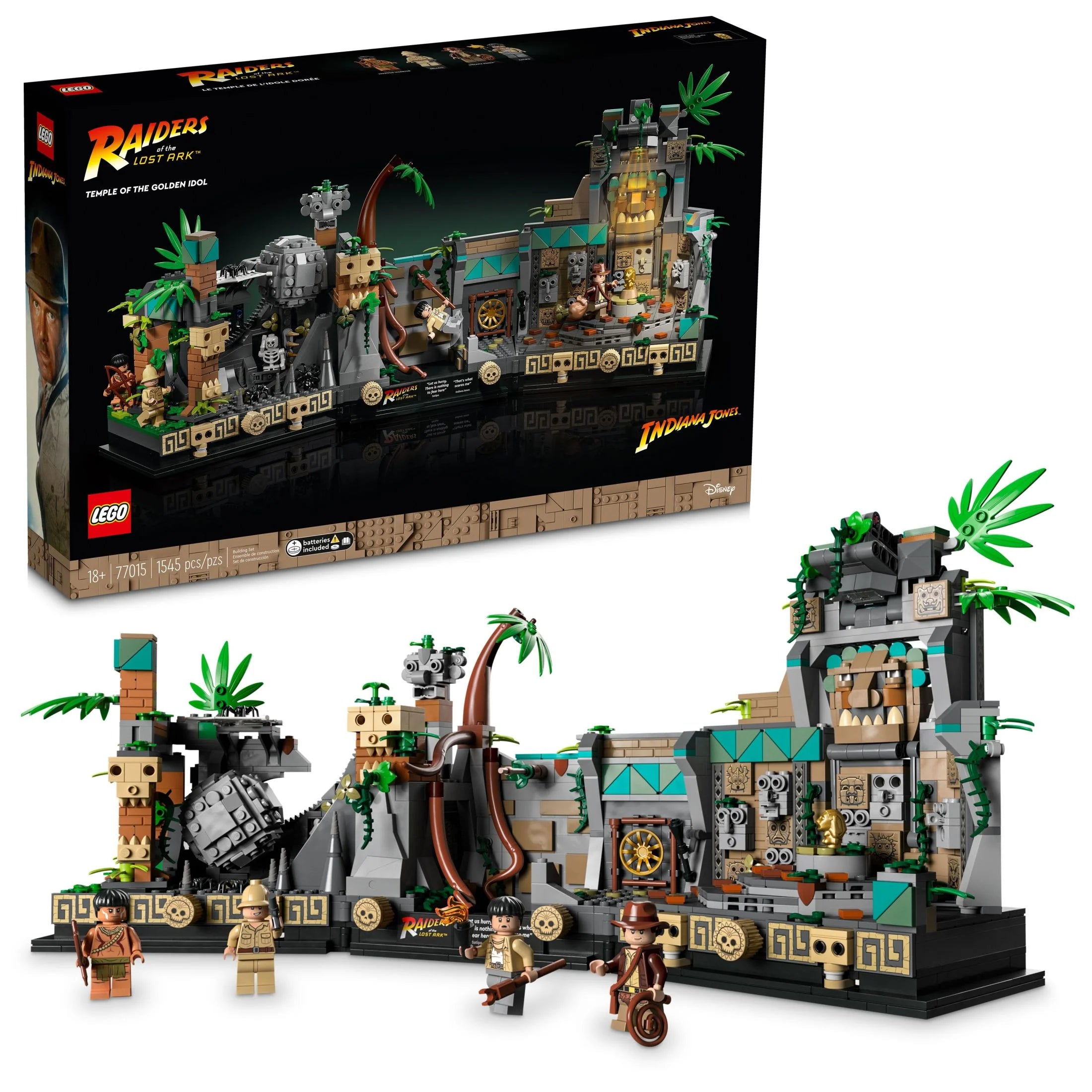 LEGO Indiana Jones Tempel des Goldenen Götzenbildes 77015 – Bauprojekt für Erwachsene, ikonische Szene aus dem Film „Jäger des verlorenen Schatzes“, enthält 4 Minifiguren: Indiana Jones, Satipo, Belloq und einen Hovitos-Krieger