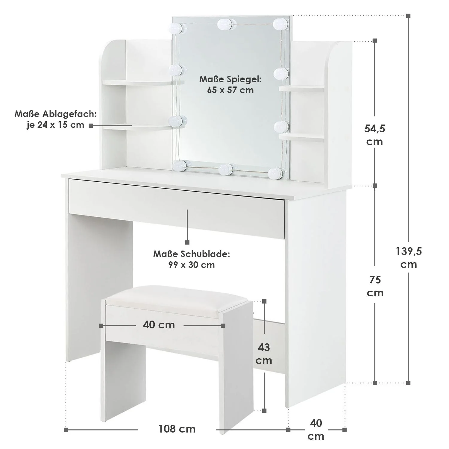 Bella Schminktisch 2025 mit Melly Hocker