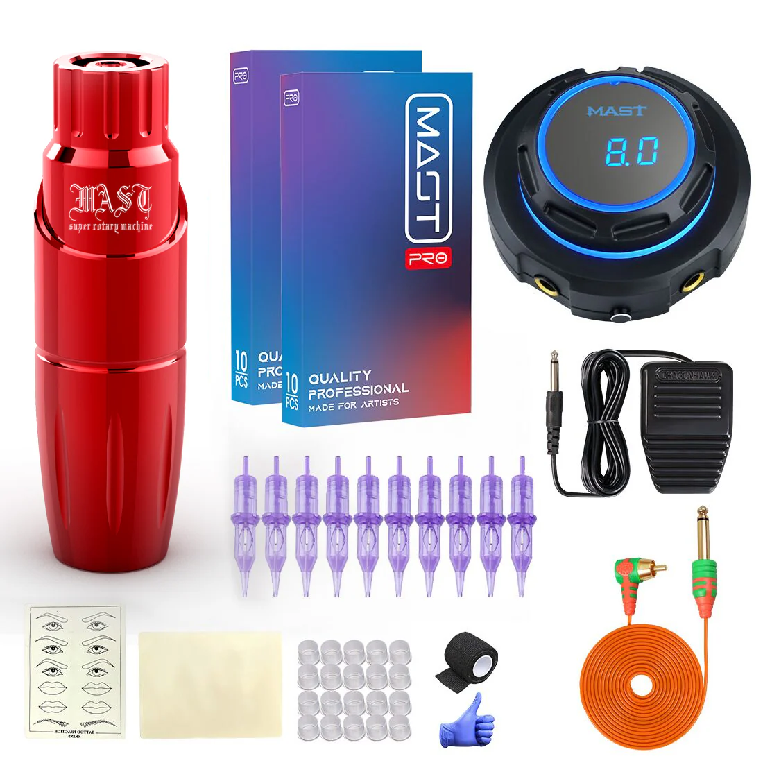 Mast Tour Tattoo-Maschinen-Set mit Tour Pen Rotationsmaschine und Halo Netzteil