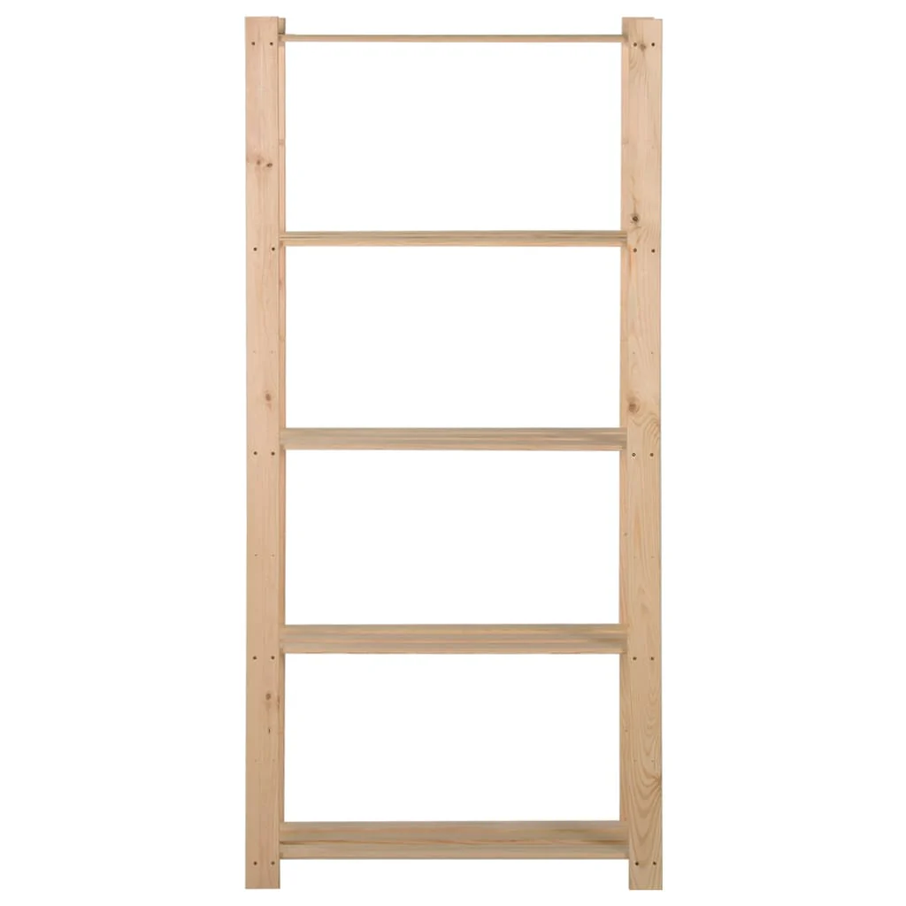 2025 5-etagers opbevaringshylde 80 x 28,5 x 170 cm i massiv fyrretræ