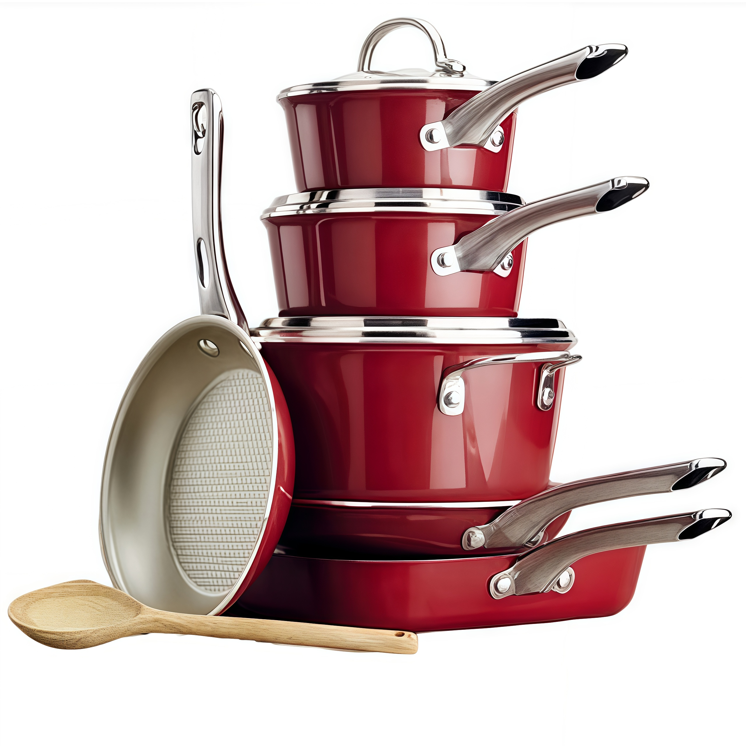 Ayesha Curry 10-delt non-stick emaljeret porcelænskøkkensæt, siennarød