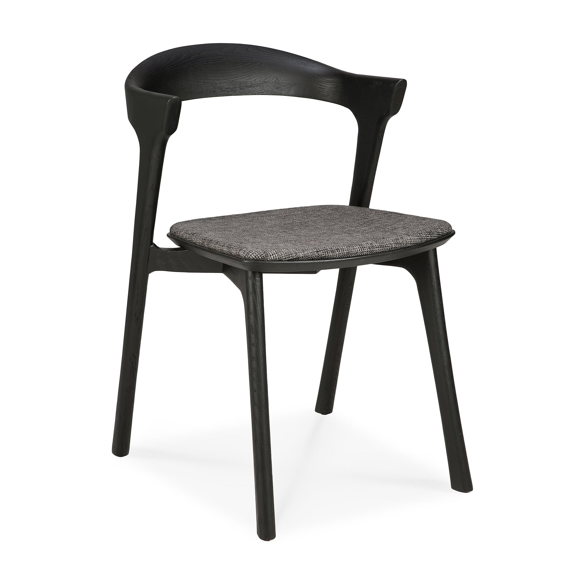 Silla de comedor Bok - Roble negro con tela gris