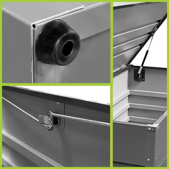 Metall-Gartenkiste 2025 – 400 l – Aufbewahrungsbox mit Deckel