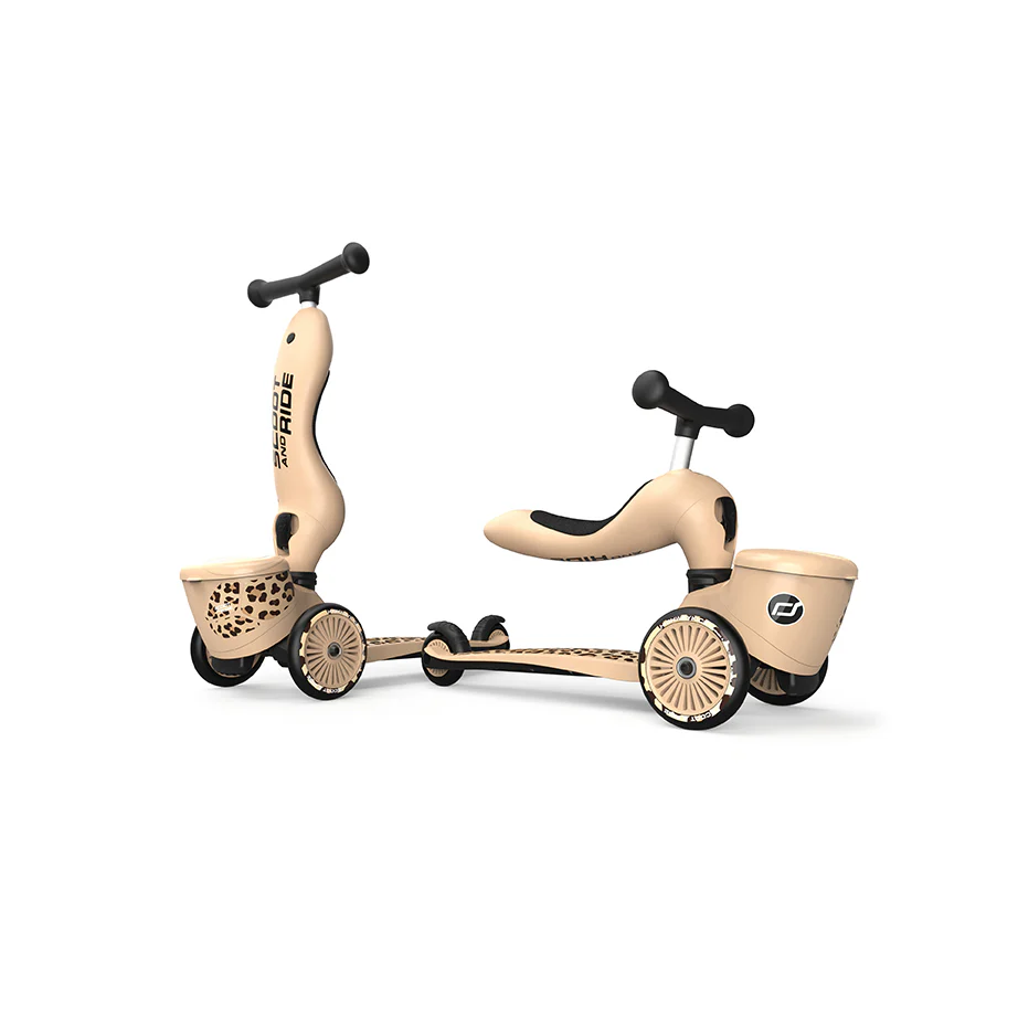Trottinette 2-en-1 Scoot & Ride Highwaykick 1 Lifestyle avec siège (modèle 2025). Pour les enfants de 1 à 5 ans. Modèle avec compartiment de rangement.