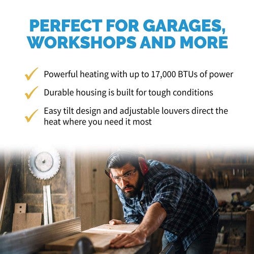 NewAir G73 elektrisk garagevarmer, opvarmer op til 46 kvadratmeter