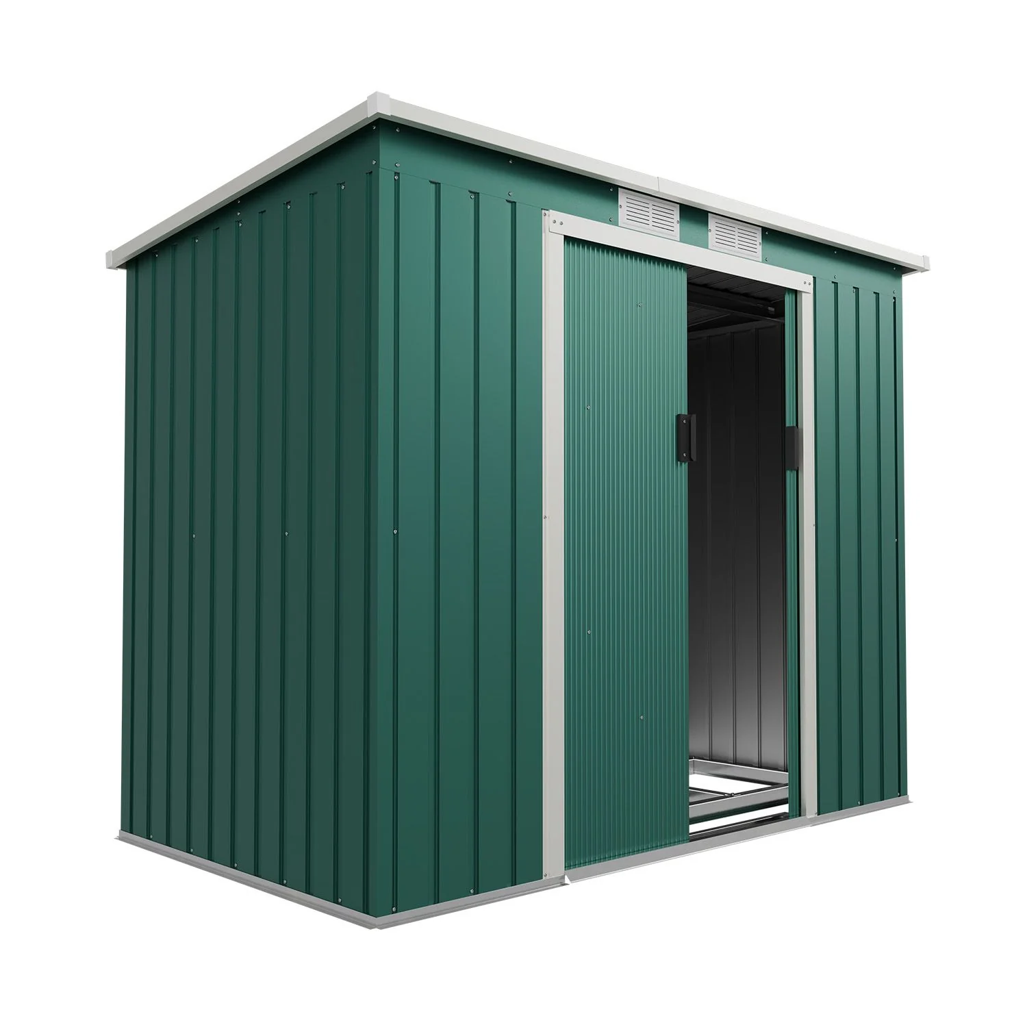Abri de jardin en métal vert foncé 2025, modèle M avec toit incliné
