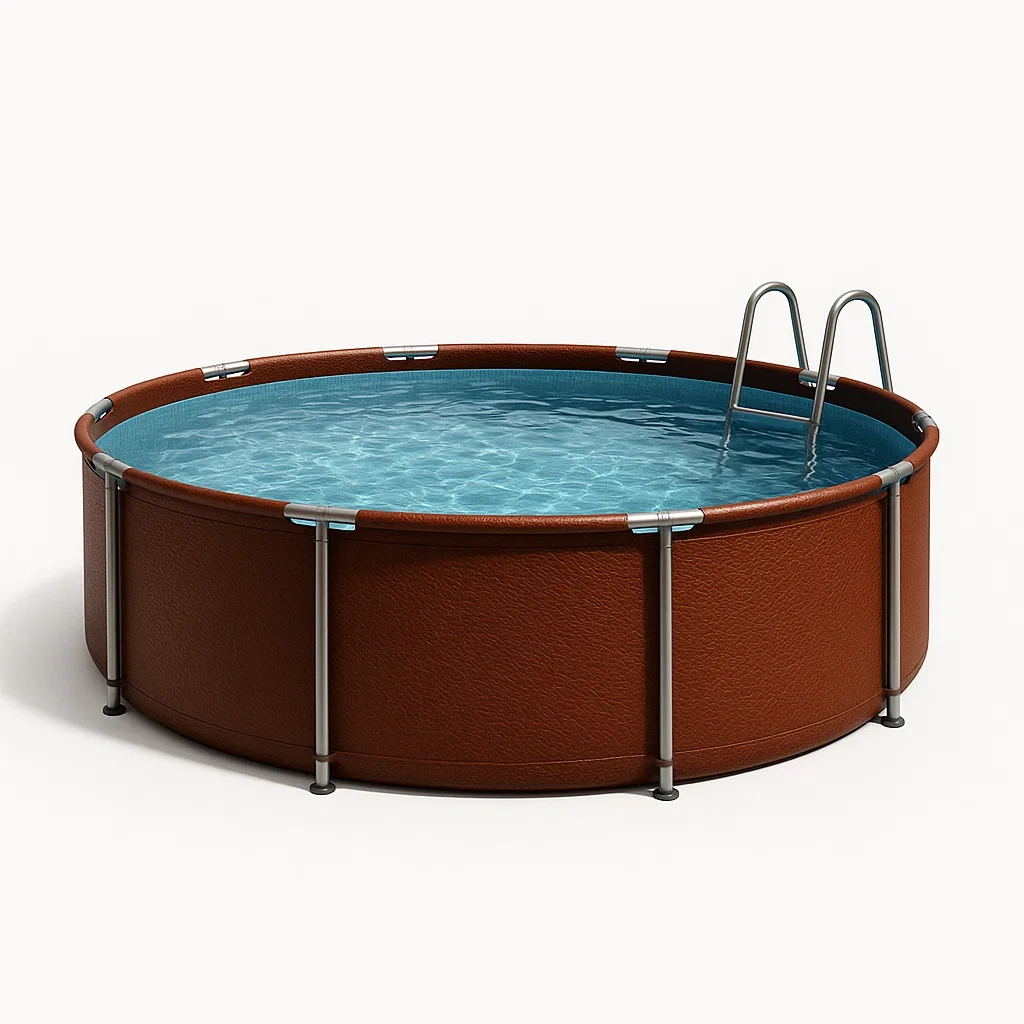 Piscine tubulaire ronde amovible en acier, 448 x 105 cm, couleur marron, avec filtre et échelle nxbIhQq280Zu