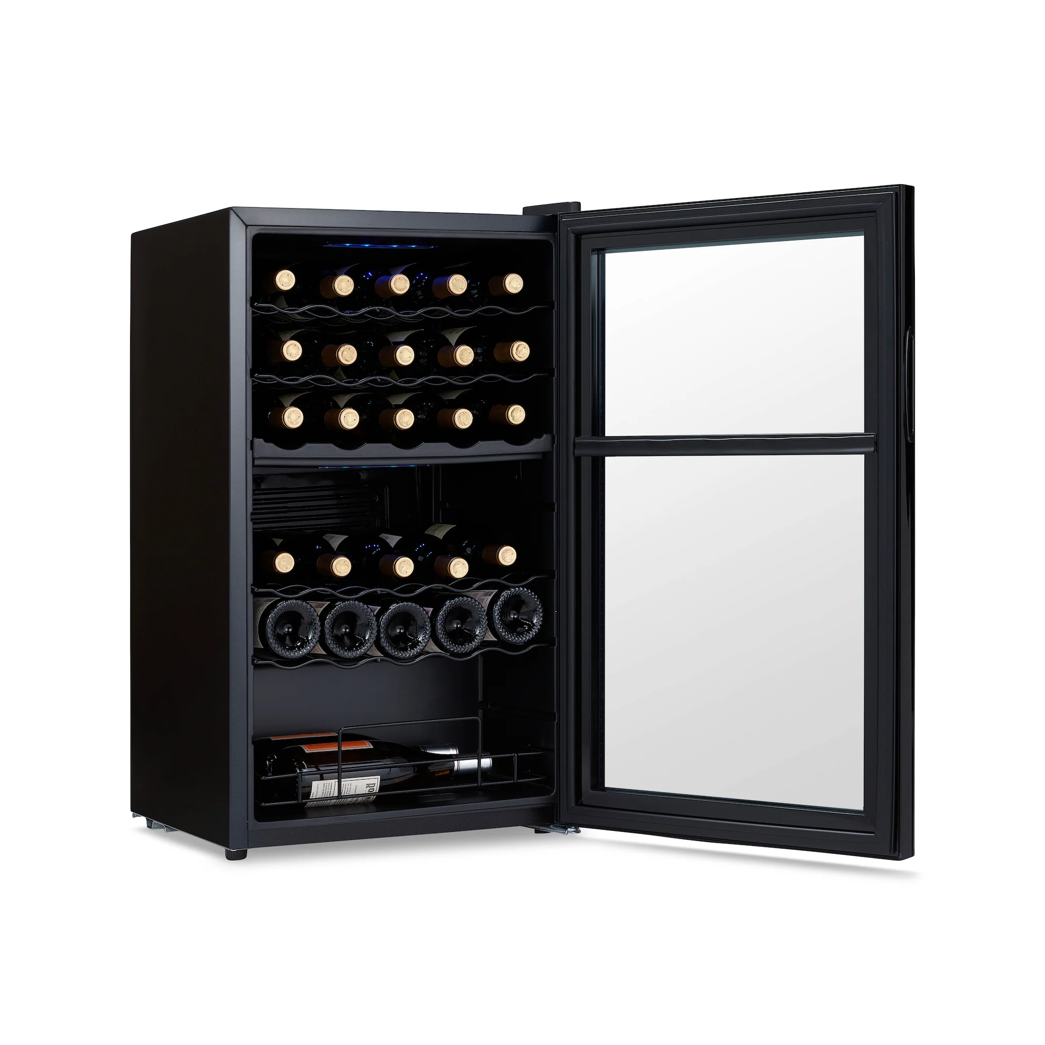 Newair® Weinkühlschrank, freistehend, Modelljahr 2025, Schwarz – 33 Flaschen. Zwei Temperaturzonen – 19,5