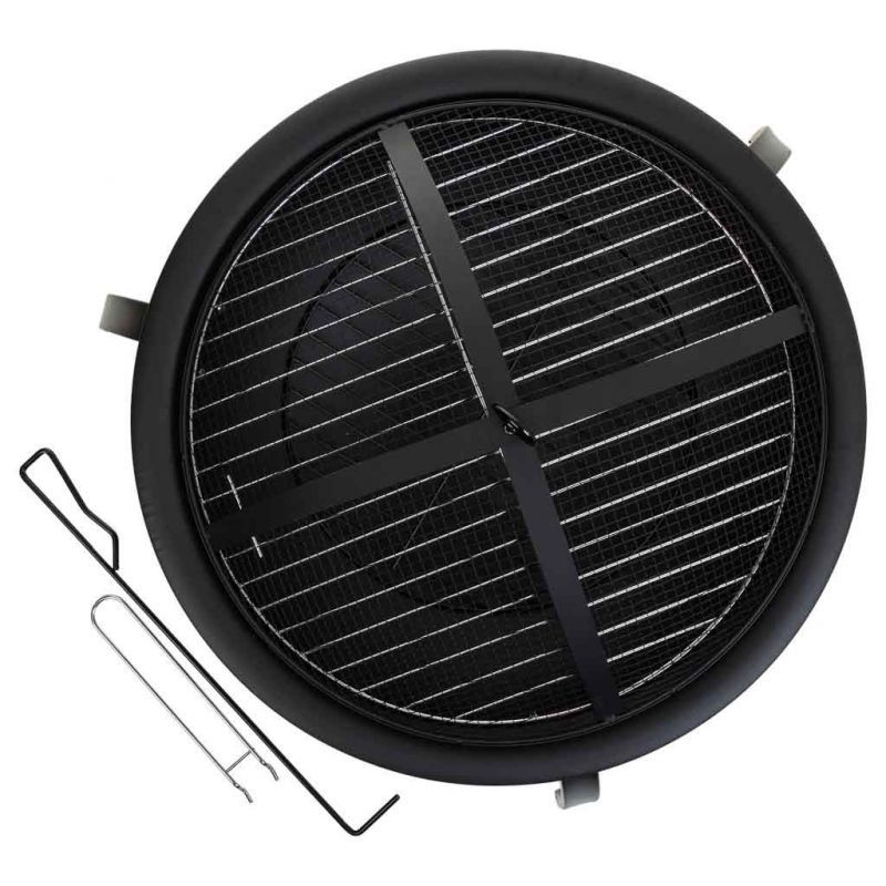 Barbecue d'extérieur en métal avec grille noire