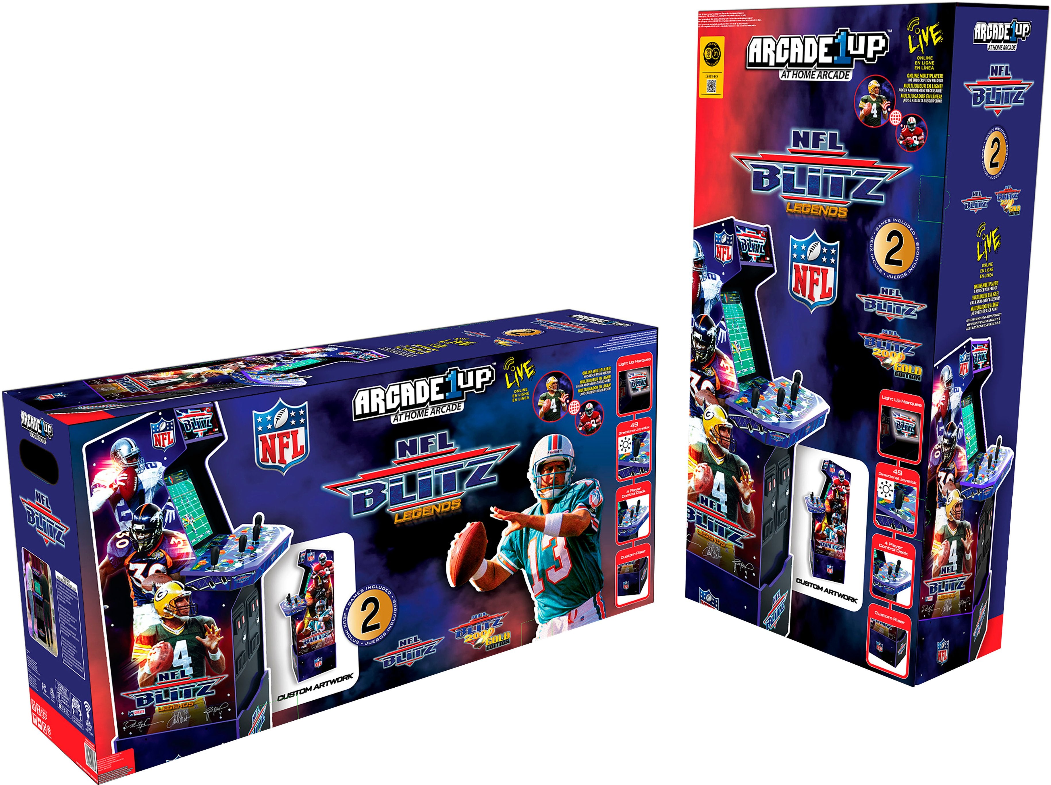 Arcade1Up – Machine d'arcade NFL Blitz avec base élévatrice et chapiteau lumineux – Multicolore