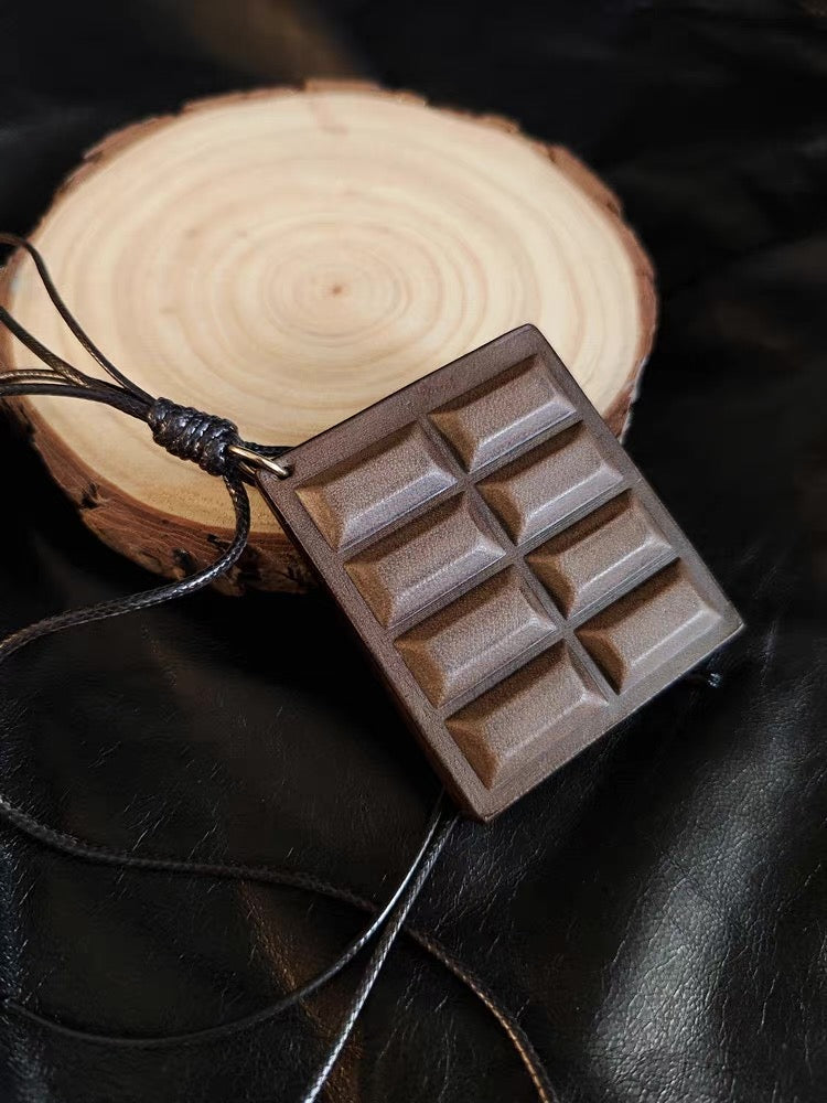 Chocolate Bar Bag Charm - Handmade Full-Grain Leather