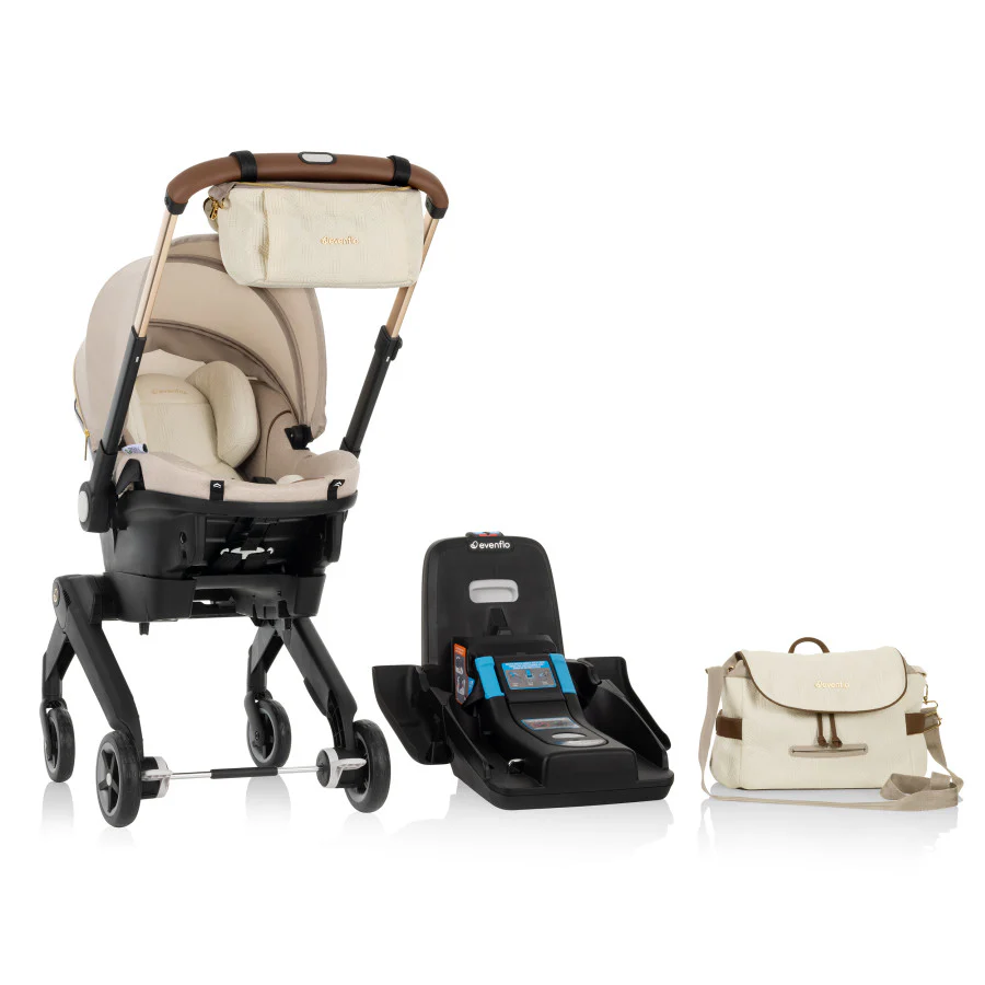 2025 Evenflo Shift DualRide Combo Sele-Lige til Baby Limited Edition med Grønt og Blødt Stoff