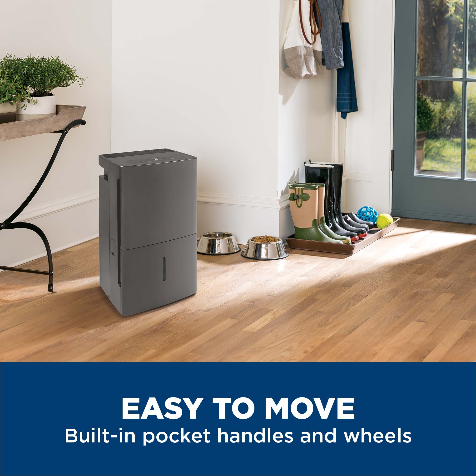 2025 GE Appliances APEW50LZ – Energy Star-certificeret bærbar affugter med integreret pumpe til meget fugtige rum