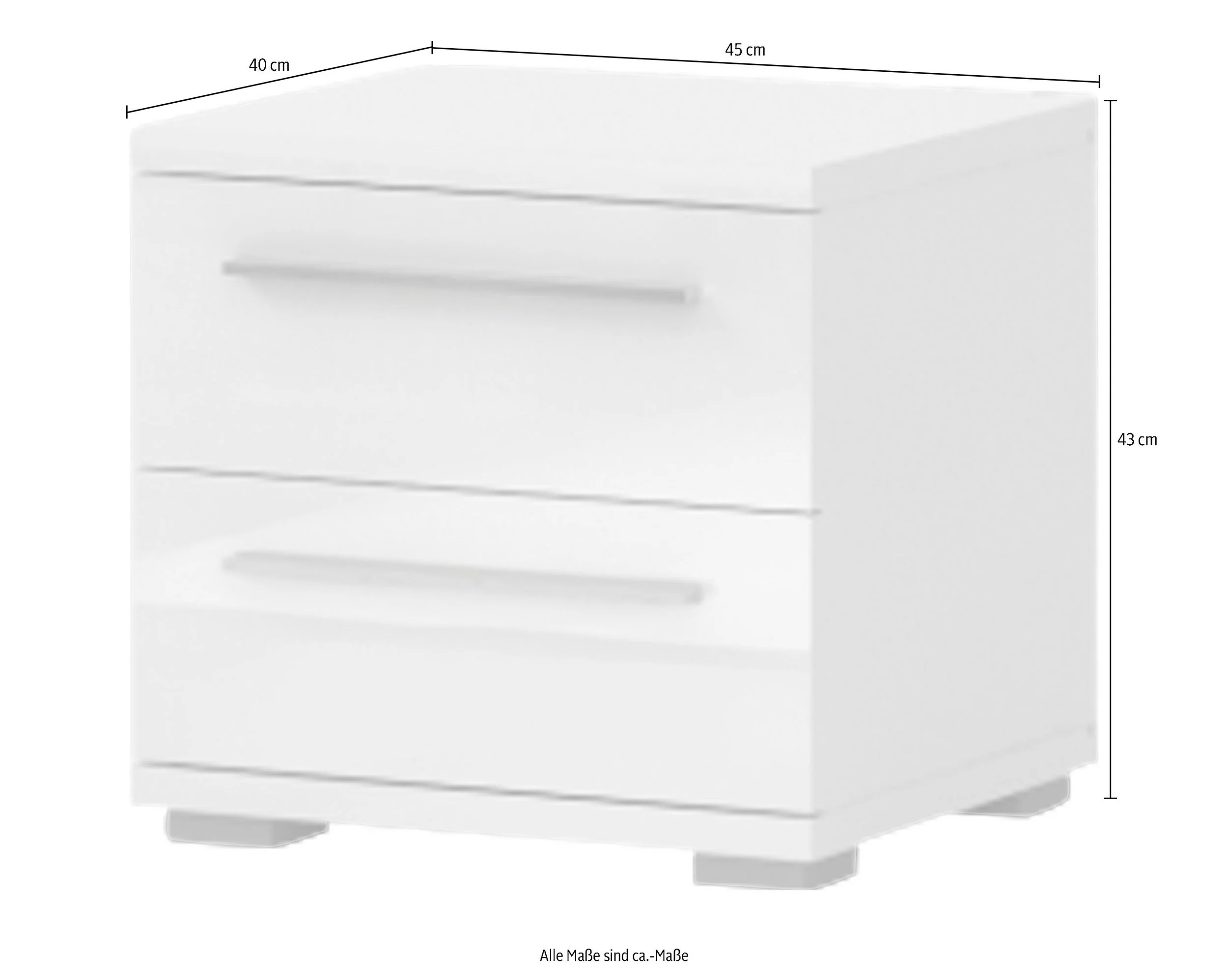 Blank beige klaver-natbord med 2 skuffer, 45 cm bredt