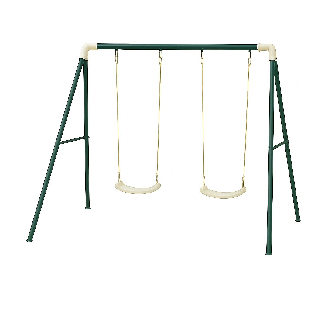 Balançoire double verte avec siège en plastique, structure en acier, idéale pour le jardin, 2 x 1,5 x 1,8 m - mUxGauK193EW