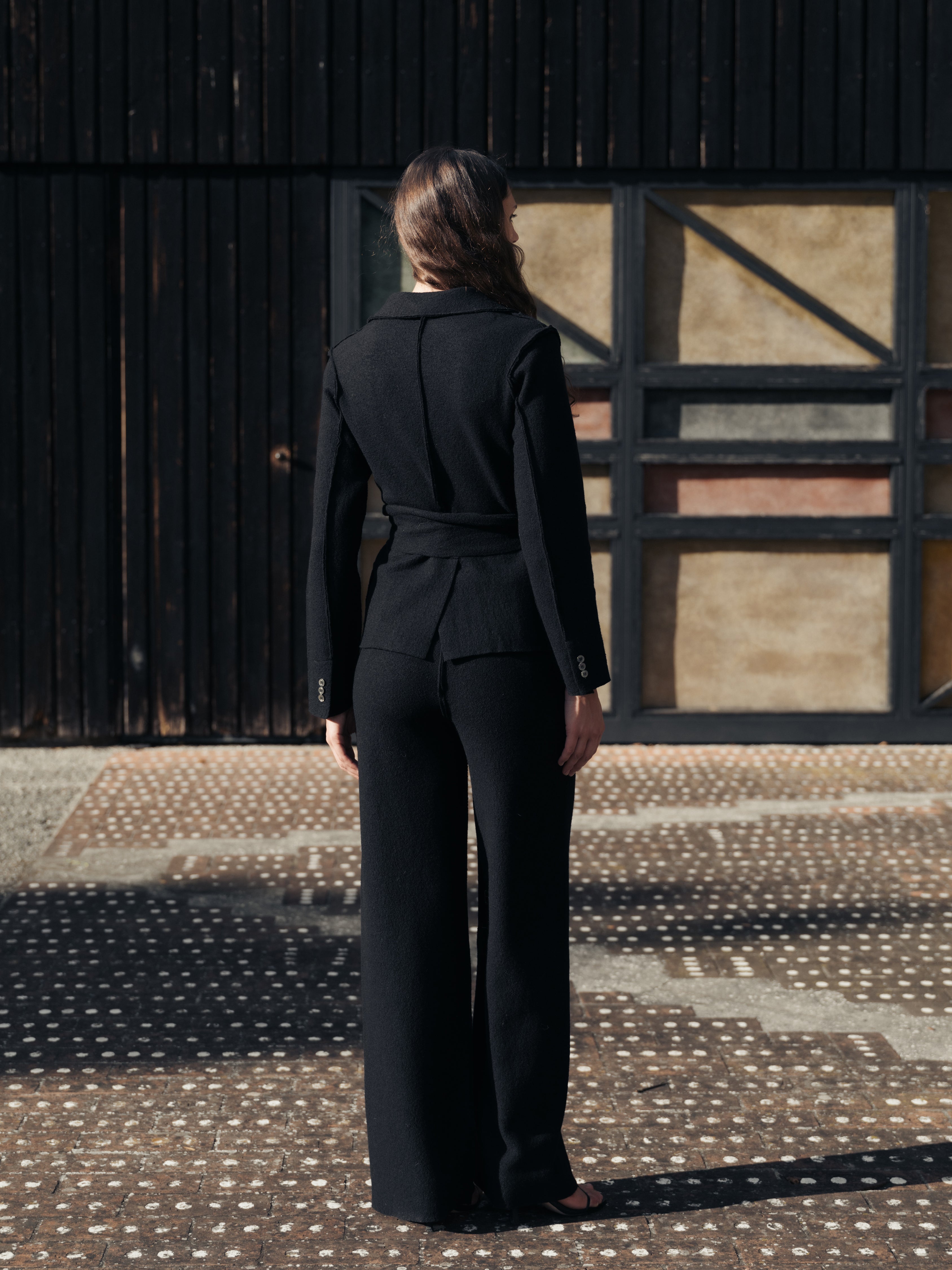 Boiled Wool Bootcut Trousers