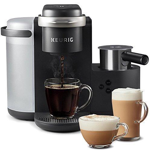Keurig K-Cafe kaffemaskine til én kop, til kaffe, latte og cappuccino, inklusive skummer, tåler opvaskemaskine, shotkapacitet, kompatibel med alle K-Cup-kapsler, mørk trækul