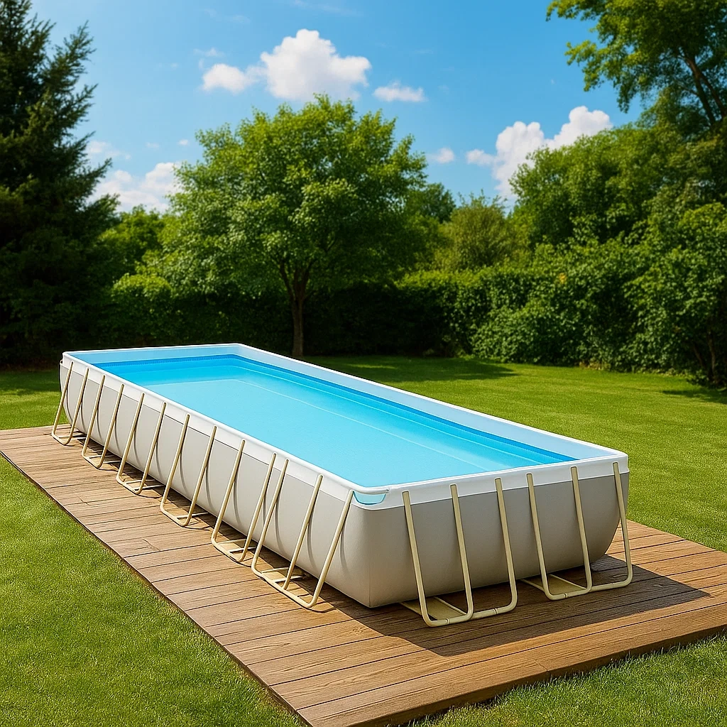 Piscine tubulaire rectangulaire, 18 000 L, PVC et acier, gris/blanc, installation hors sol, 550 x 250 x 100 cm - zdzpGzb22e3e