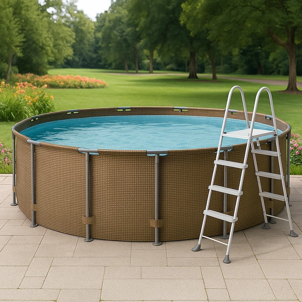 Piscine tubulaire ronde démontable 358 x 98 cm, couleur marron, avec filtre et échelle ufWPEFI278ru