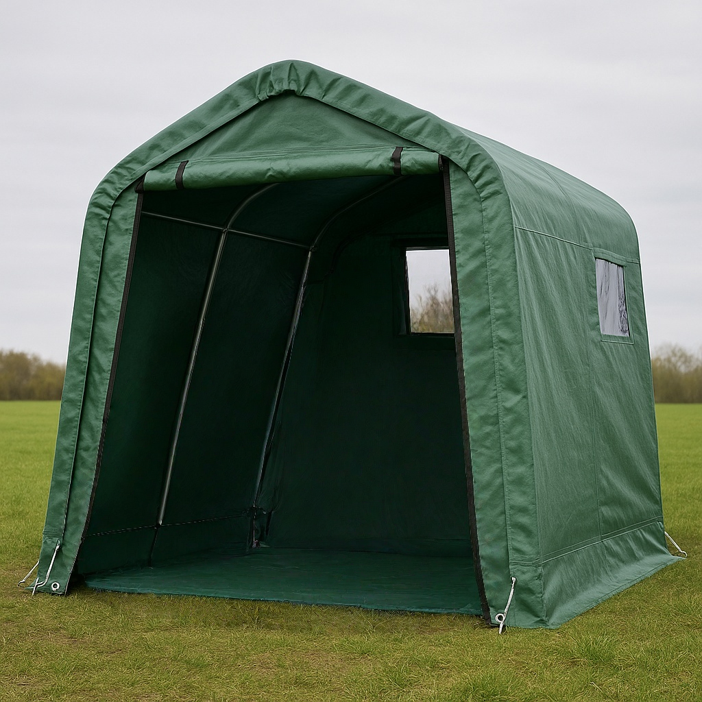 Garage portable, abri extérieur en PVC vert, rangement, 360 x 240 x 230 cm