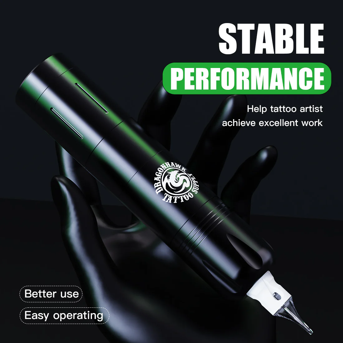 Dragonhawk X3 PRO Kabelloses Tattoo-Maschinen-Set im Stiftformat mit Kartuschen für Anfänger