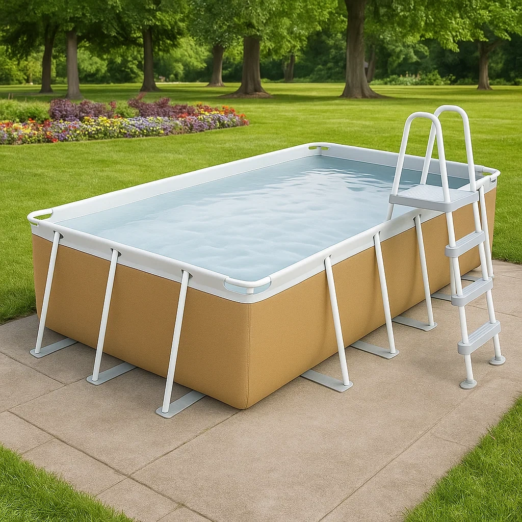 Piscine hors-sol tubulaire rectangulaire 532 x 265 x 119 cm Beige avec filtre et échelle loBROSf206bJ