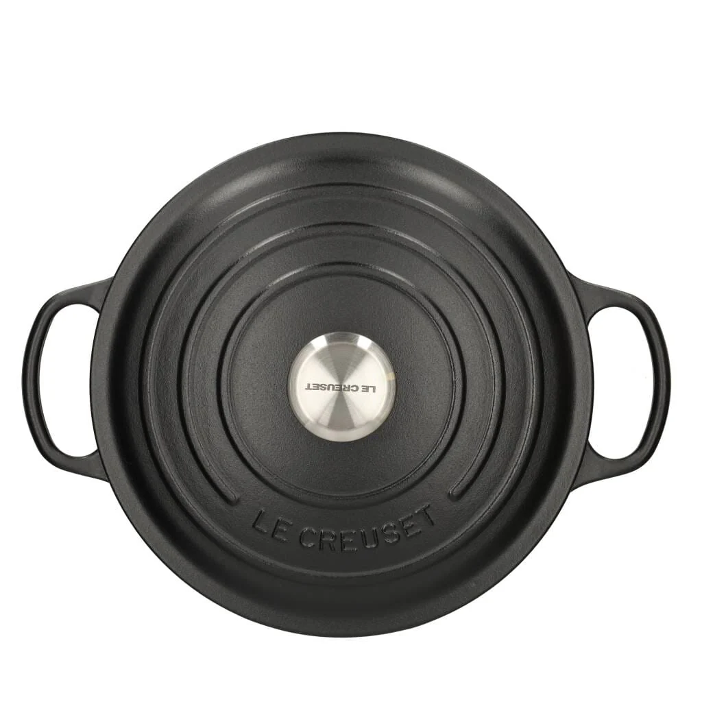 2025 Le Creuset - Signatur rund stegning/sauturepande mat sort 24 cm 4,2 l (sort interiør)