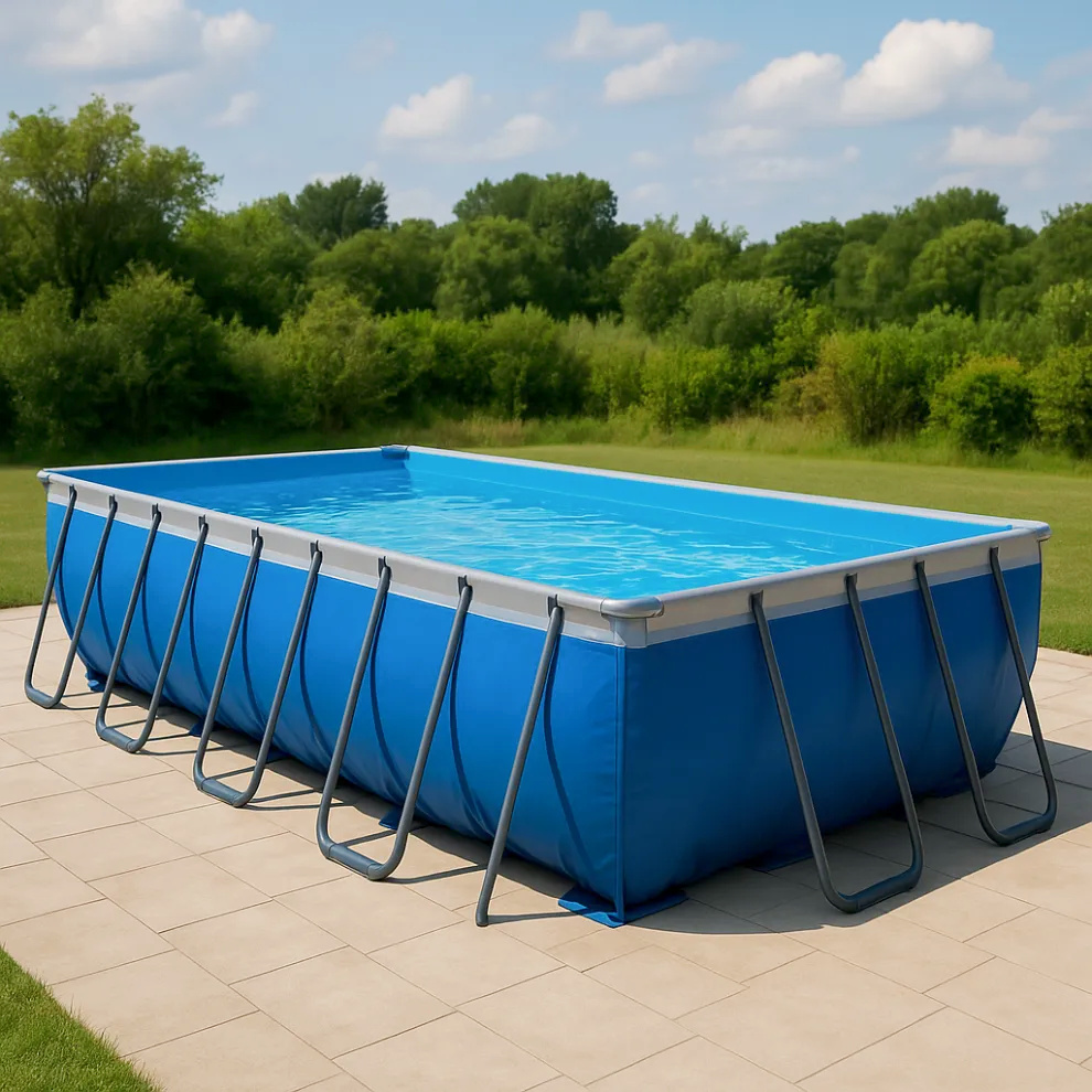 Piscine tubulaire rectangulaire Oui Piscine tubulaire en PVC, acier 732 x 366 x 132 cm Bleu/Gris MiyuCmd636ip