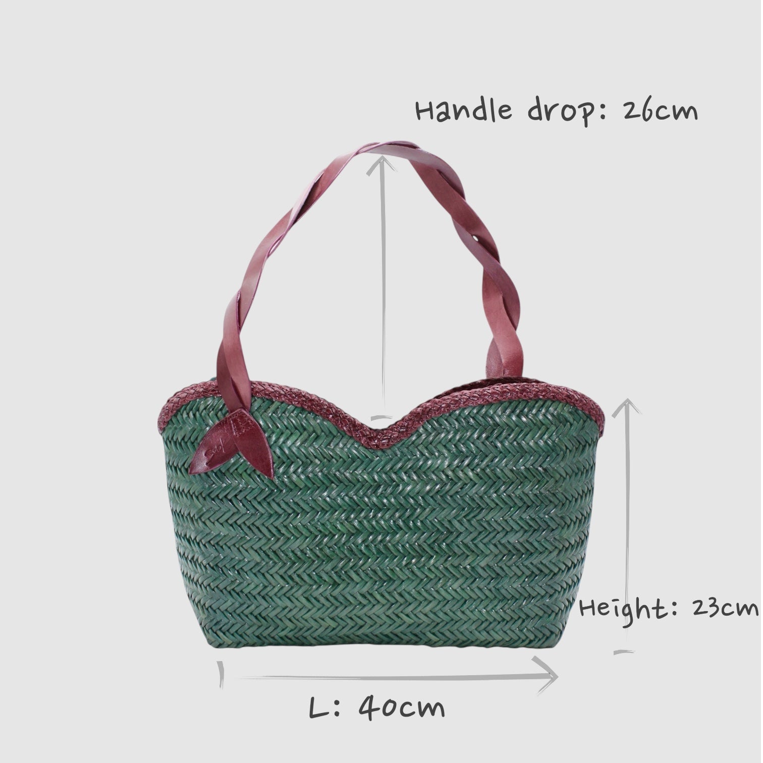 Léafa - Handwoven Leather Shoulder Bag | Burgundy & Green
