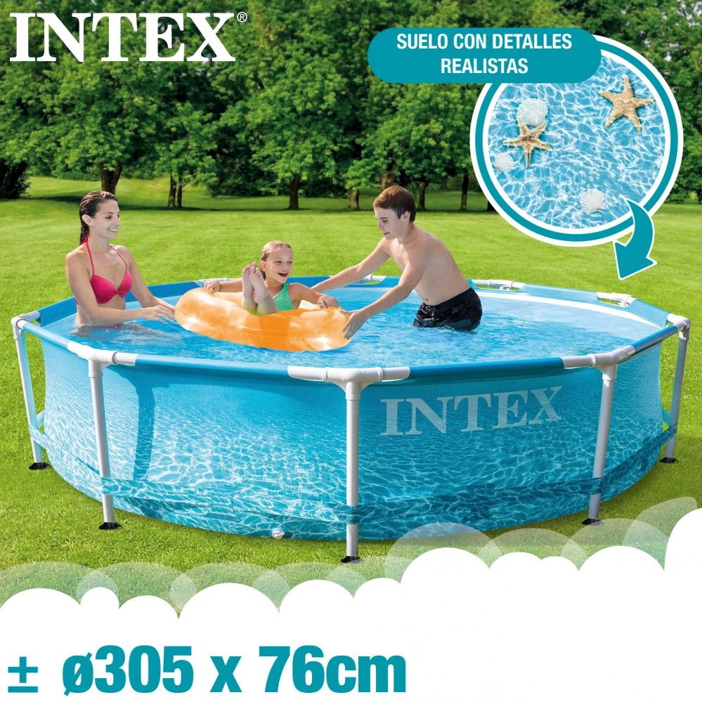 Intex Runder, röhrenförmiger PVC-Aufstellpool Ø305x76 cm Blau mit Filterpumpe